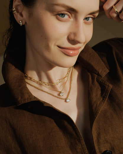 Gold Bezel Organic Pebble Necklace