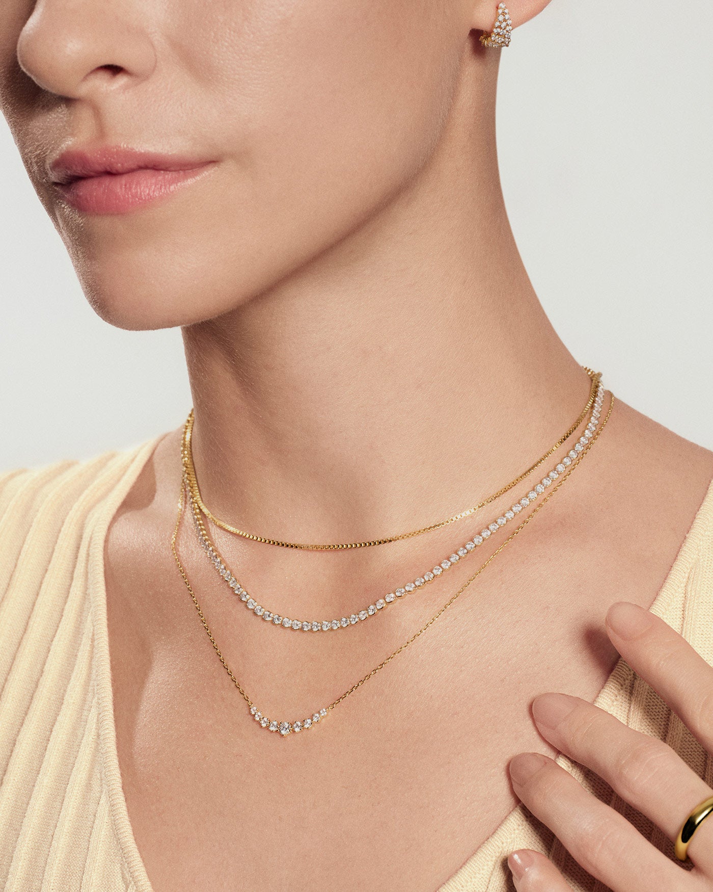 Gold Graduated Pavé Arc Necklace