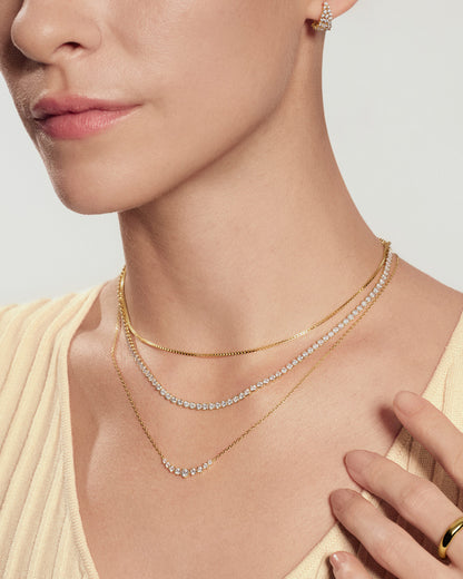 Gold Graduated Pavé Arc Necklace
