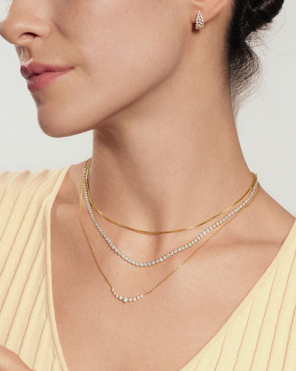 Gold Graduated Pavé Arc Necklace