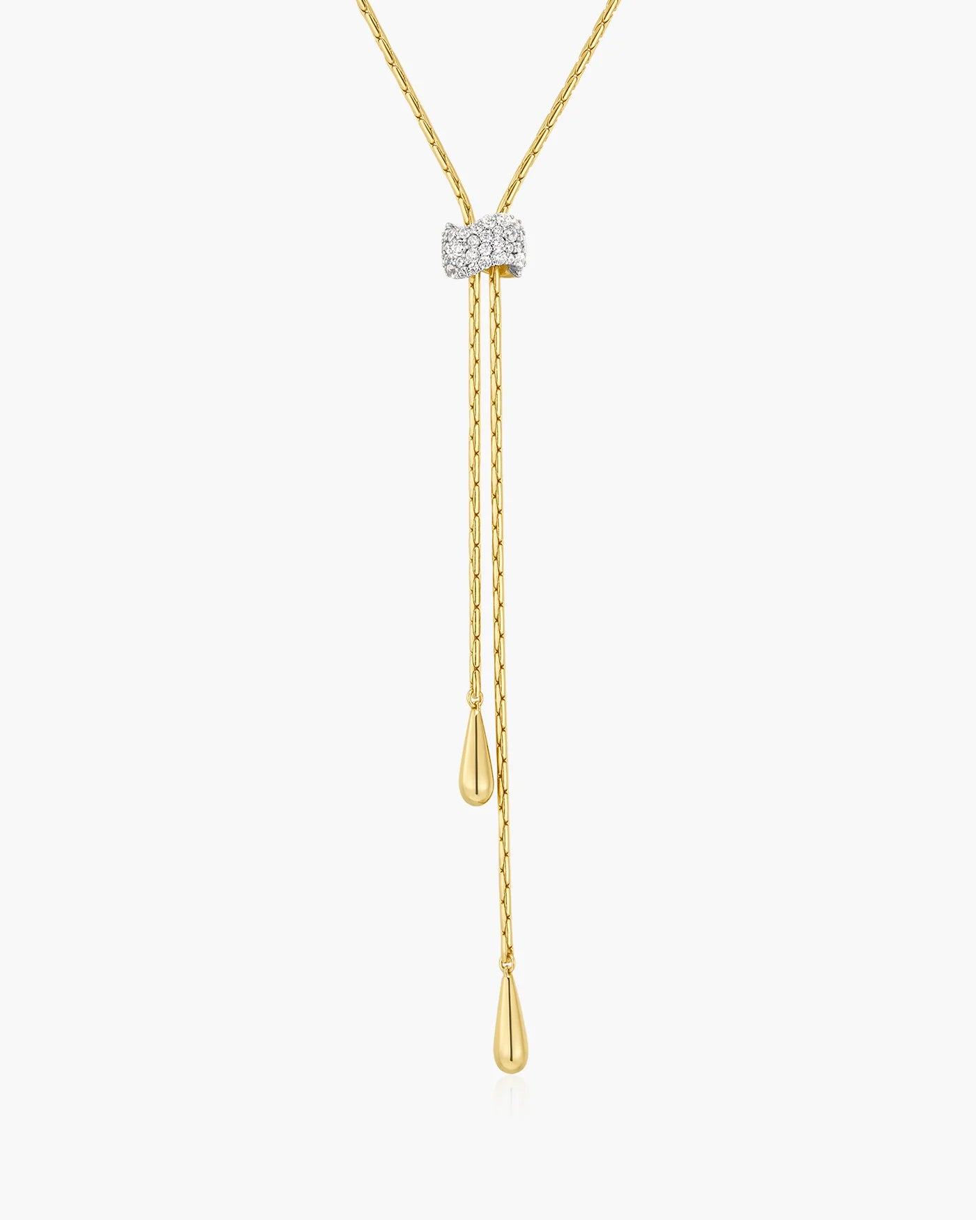 Gold Teardrop Slider Necklace