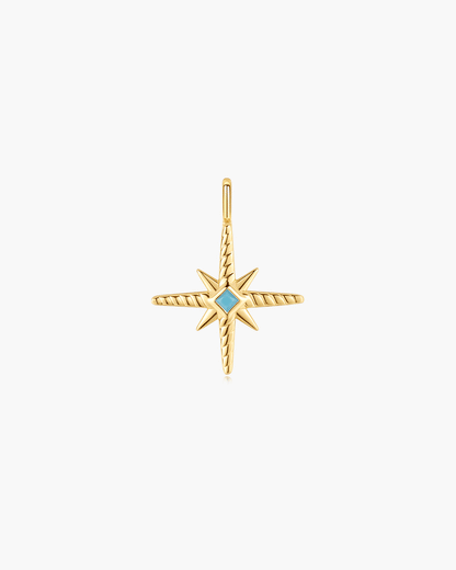Gold Turquoise and Cubic Ziconia Star Charm