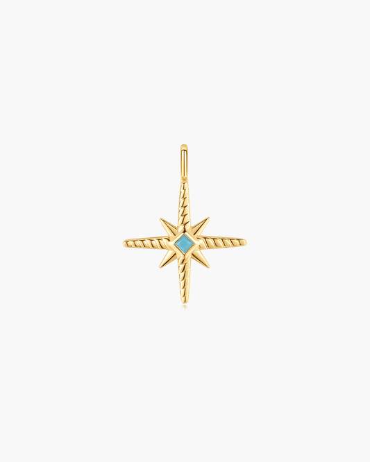 Gold Turquoise and Cubic Ziconia Star Charm