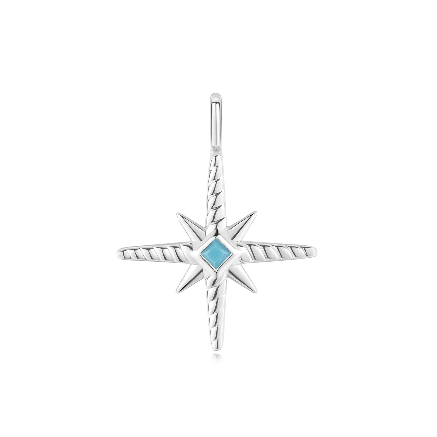 Silver Turquoise and Cubic Ziconia Star Charm