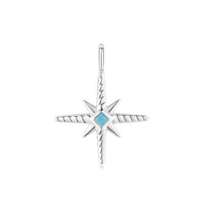 Silver Turquoise and Cubic Ziconia Star Charm