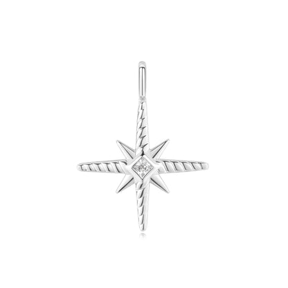 Silver Turquoise and Cubic Ziconia Star Charm