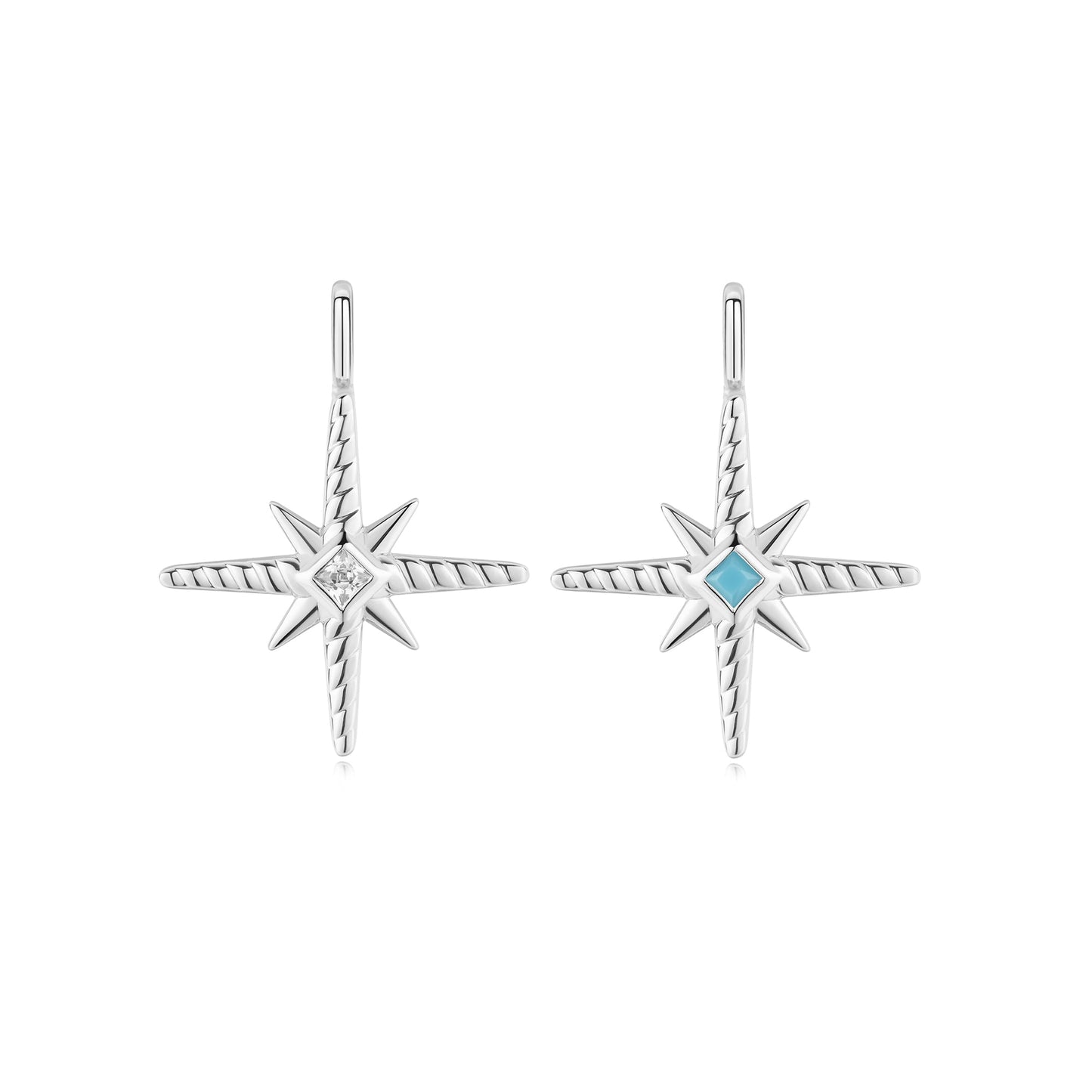 Silver Turquoise and Cubic Ziconia Star Charm