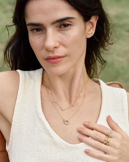 Gold Interlinked Circles Pavé Necklace