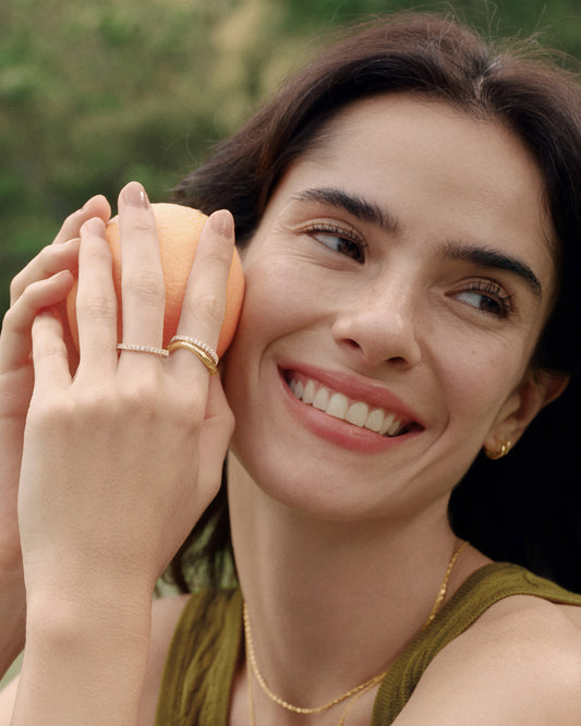 Ania Haie gold pavé ring worn on finger