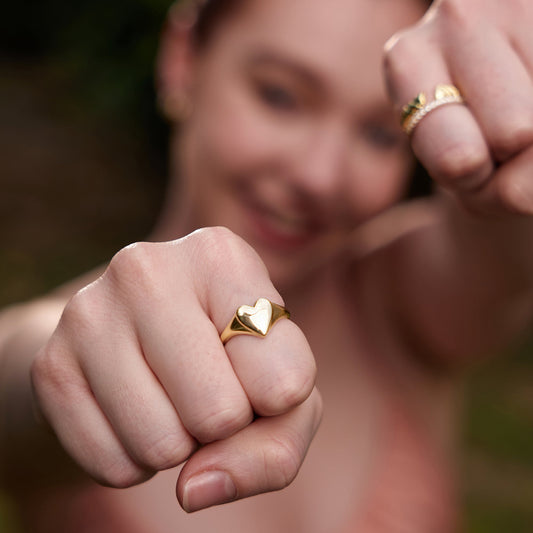 Gold Love Signet Ring