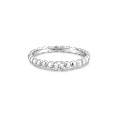 Silver Cubic Zirconia Round Dome Ring