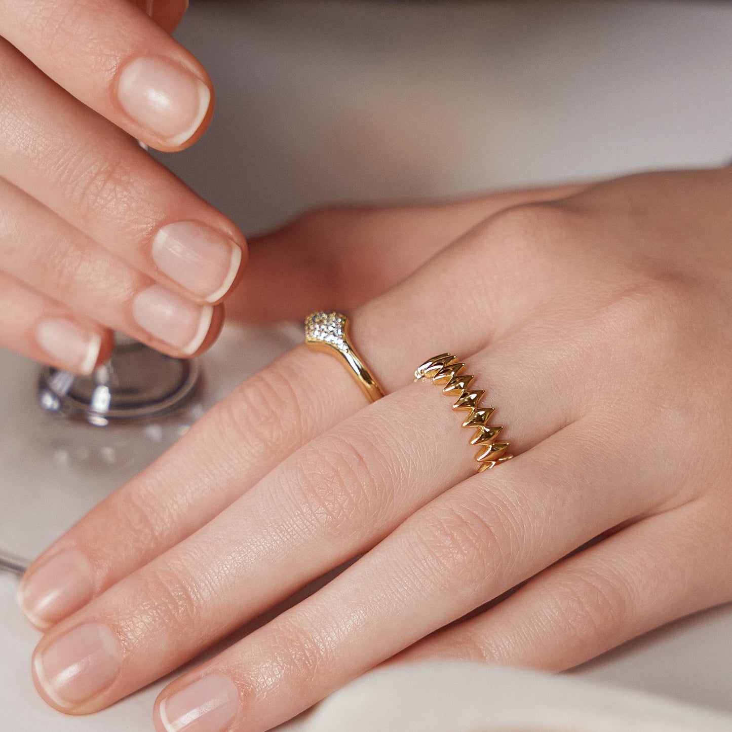 Gold Half Pavé Sparkle Ring