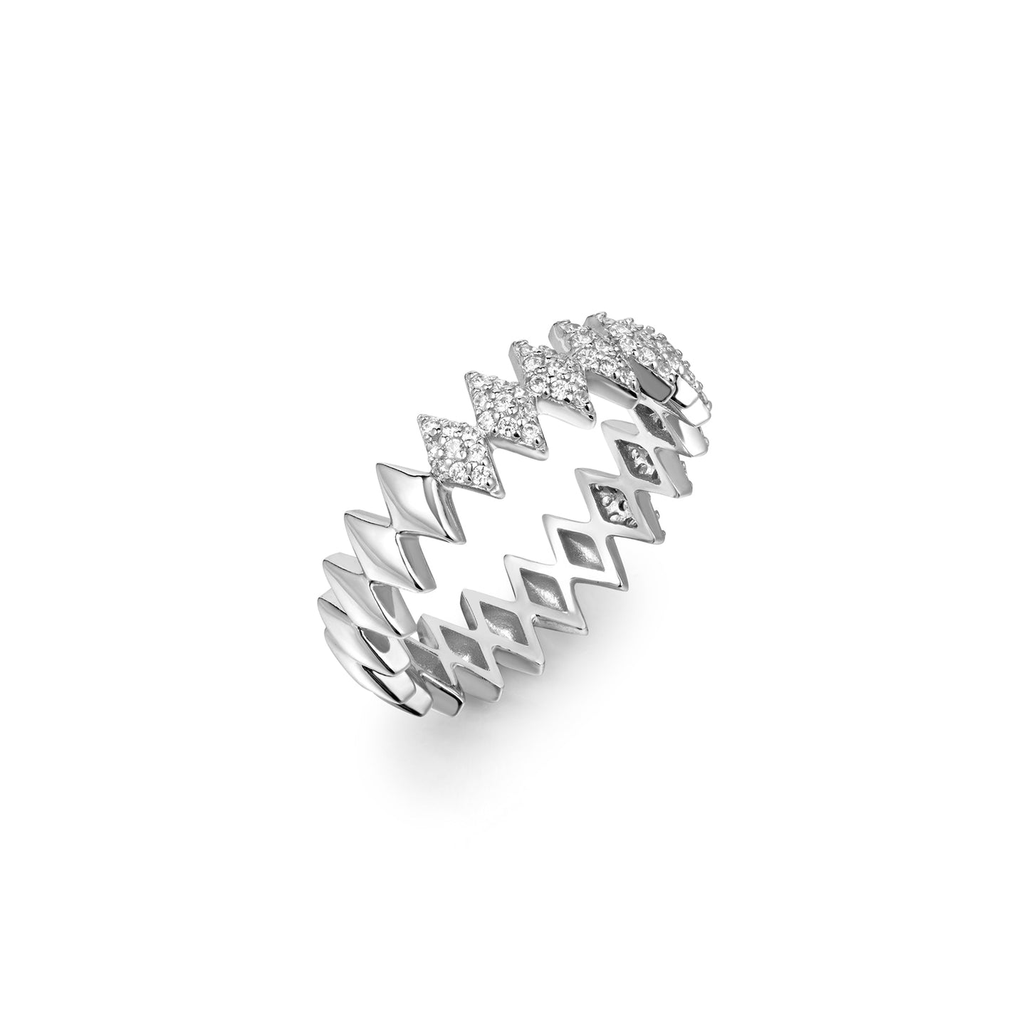 Silver Half Pavé Sparkle Ring