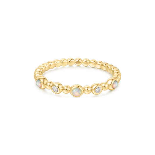 Gold Bezel Kyoto Opal Beaded Ring
