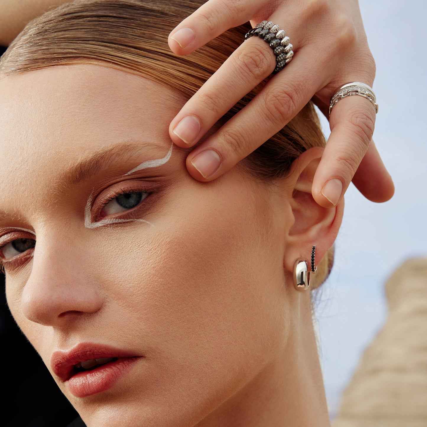 Silver Sparkling Puffy Spike Ring