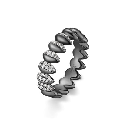 Black Sparkling Puffy Spike Ring