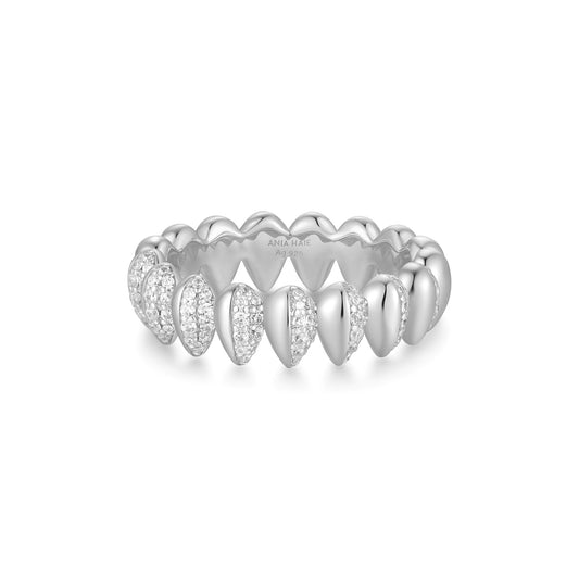 Silver Sparkling Puffy Spike Ring