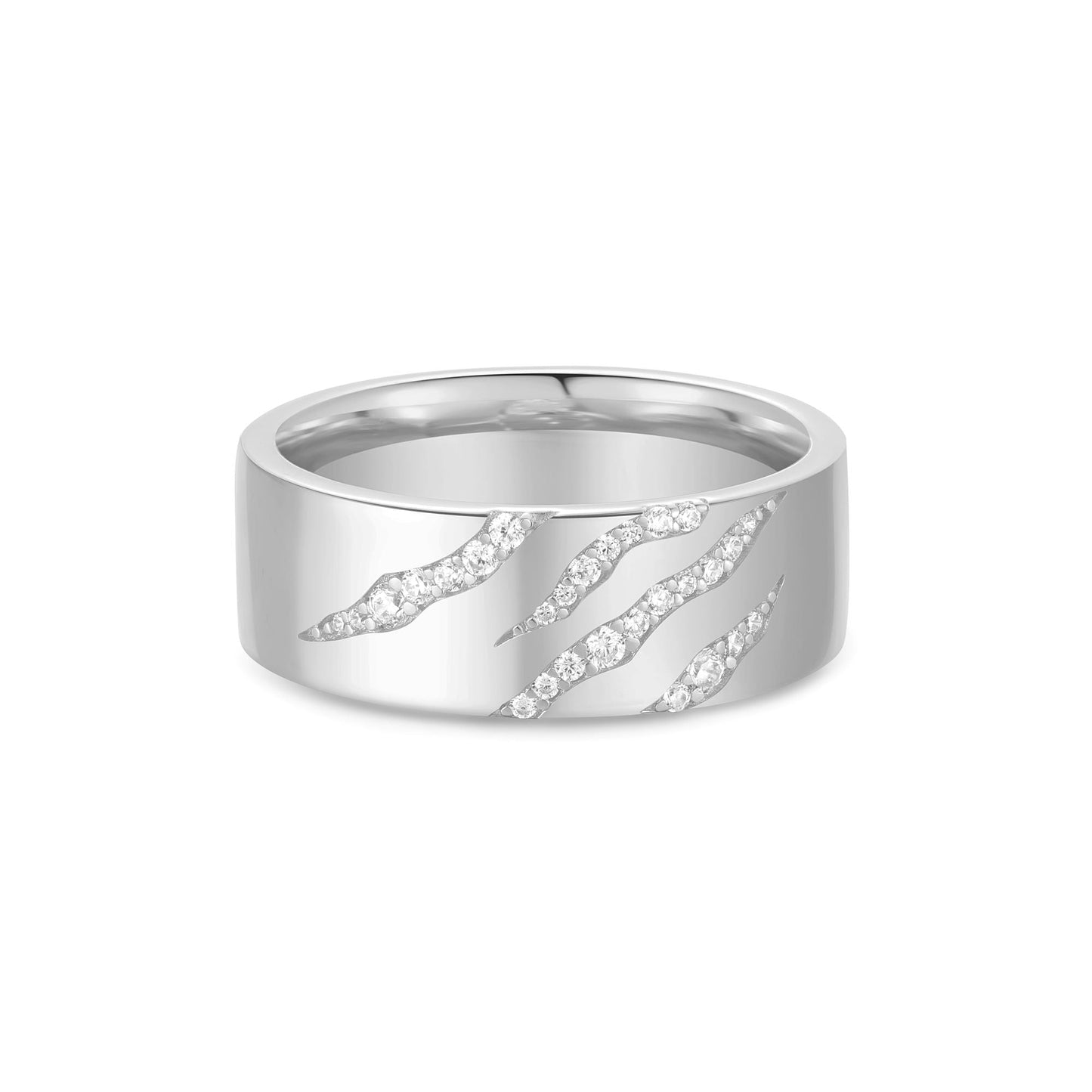 Silver Tiger Stripe Band