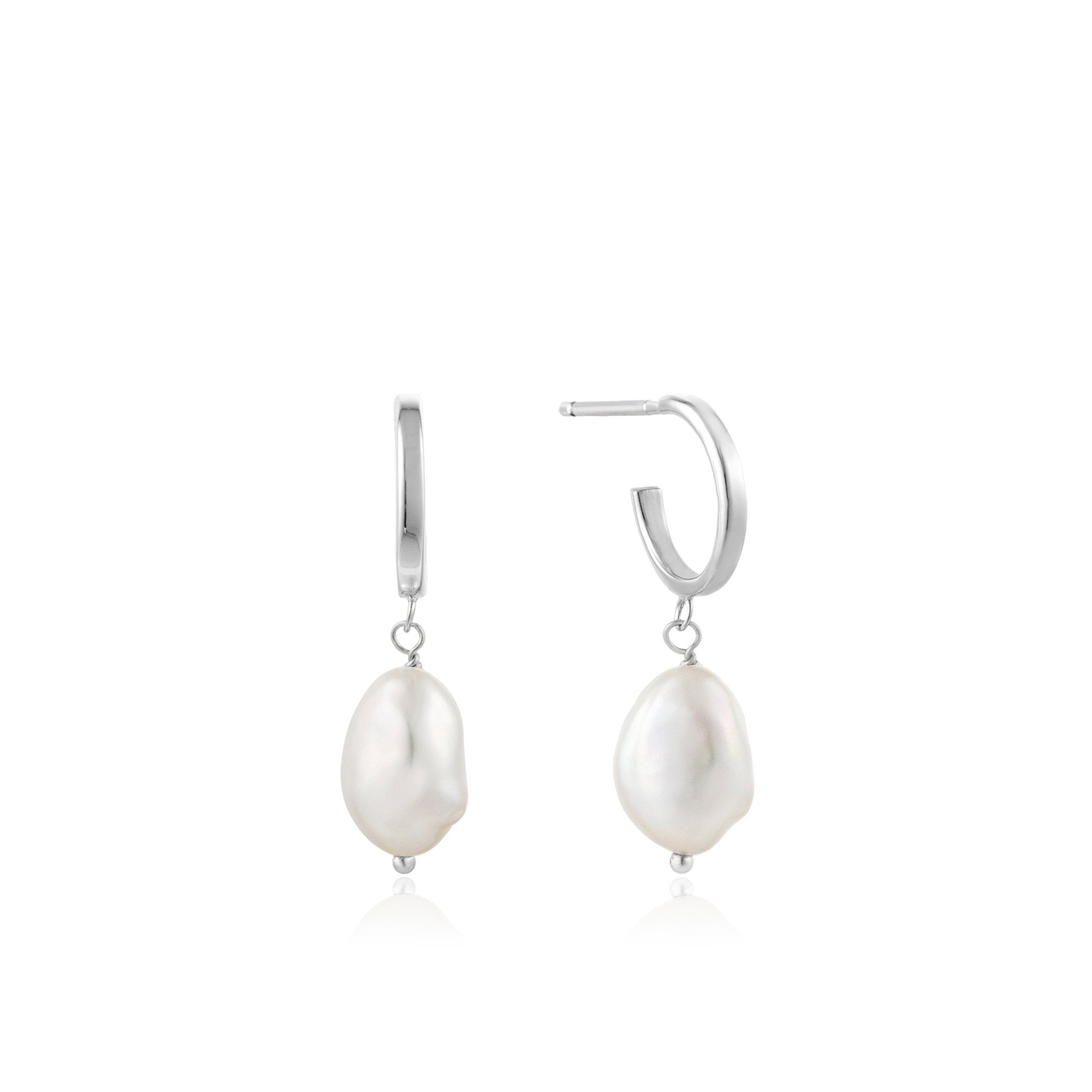 Buy Ania Haie Pearl Mini Hoop Gold Earrings Online in UK