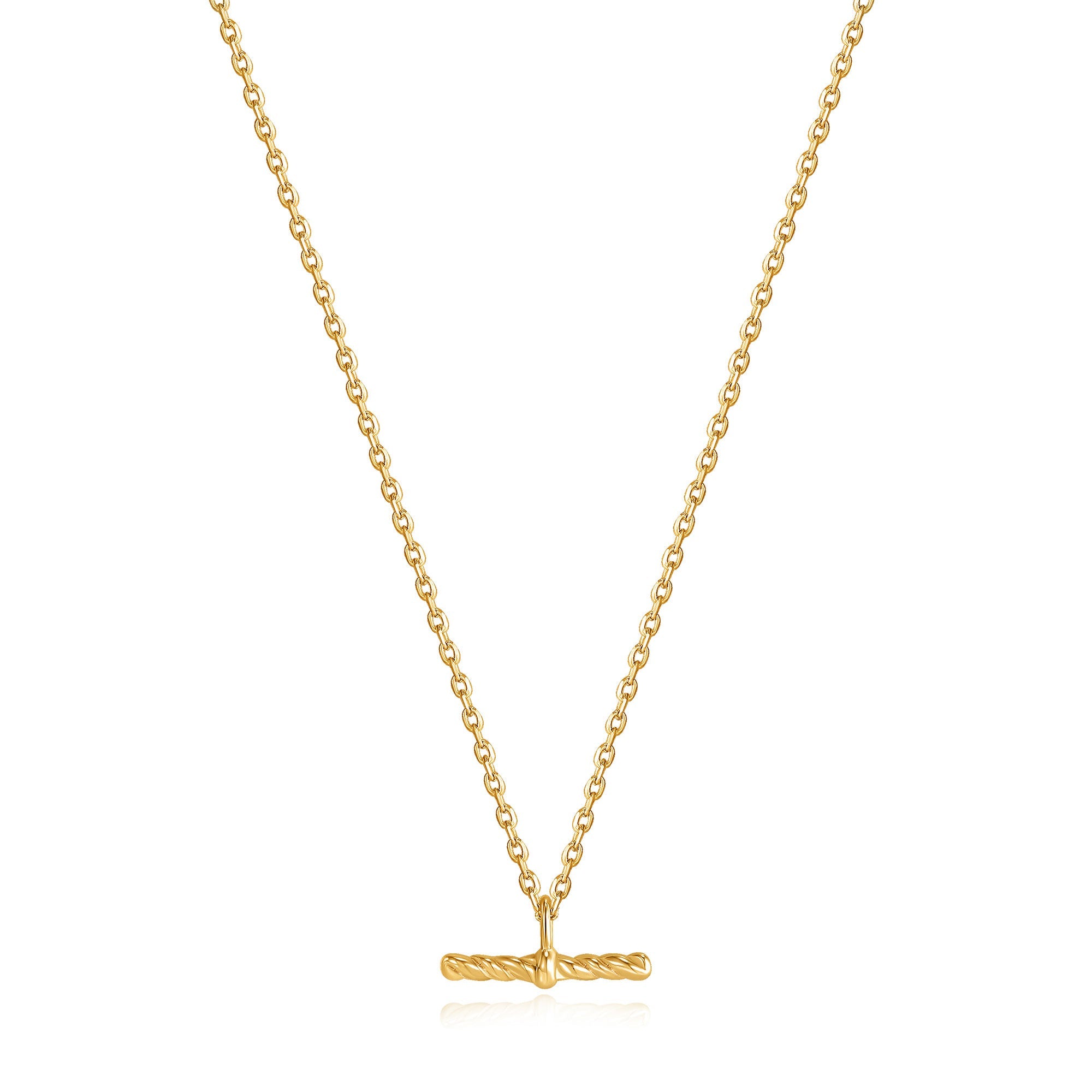 14K Yellow Gold Heart-Shaped T-Bar Necklace | Shane Co.