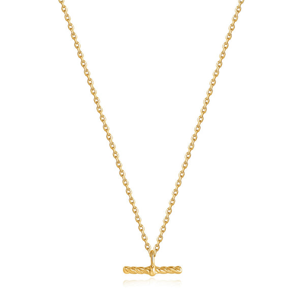 9ct Yellow Gold Rope Chain T-Bar Necklace | Ernest Jones