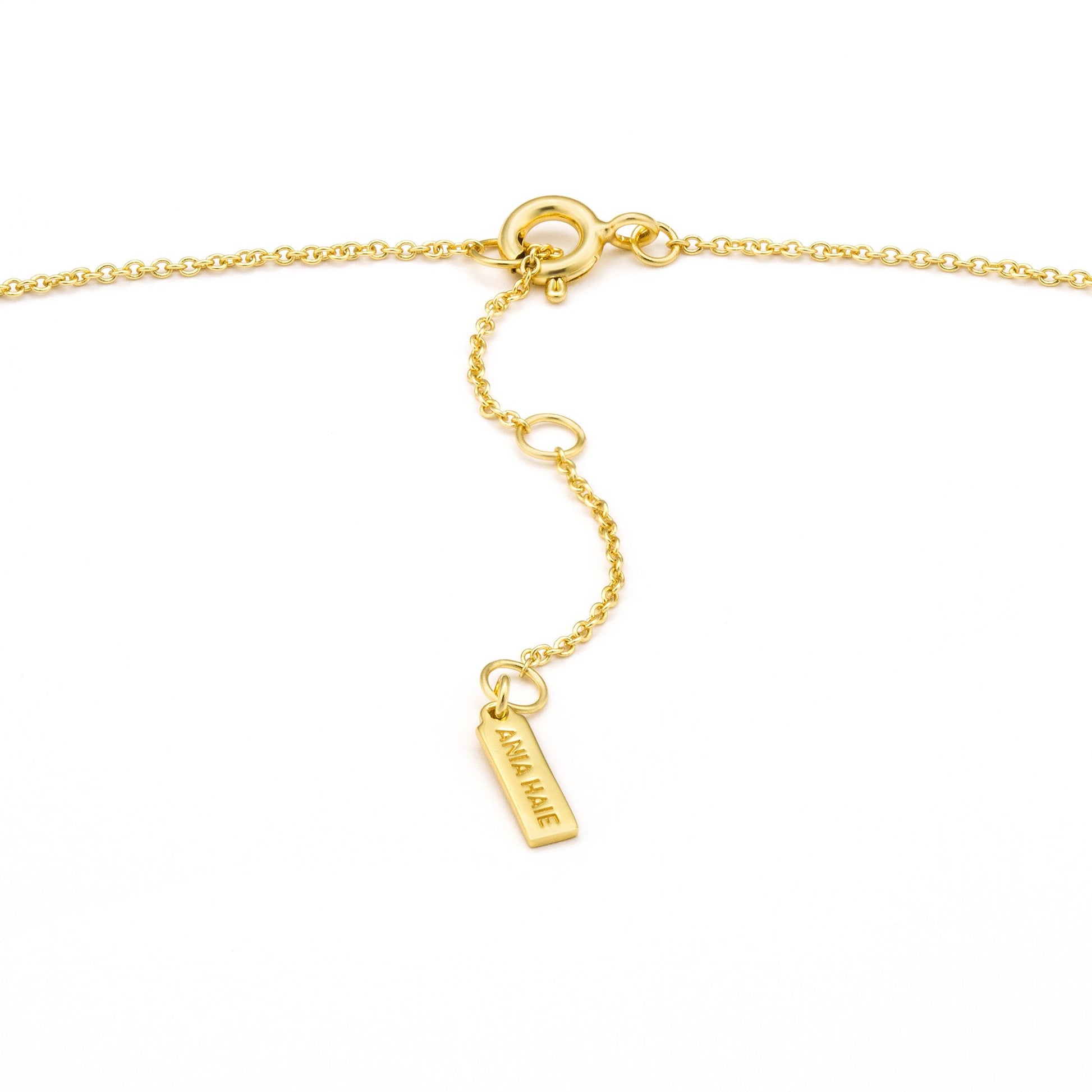 Ania Haie gold geometry mixed discs necklace close up detail view